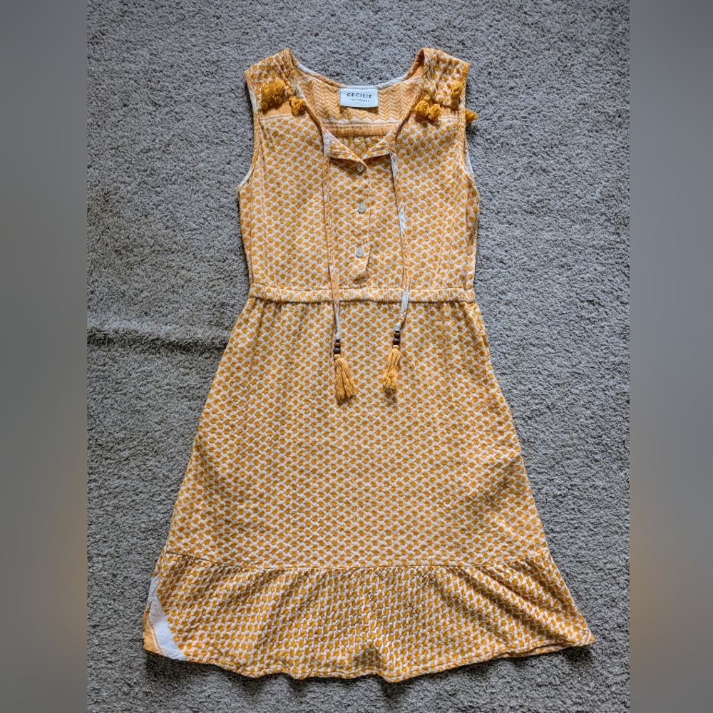 Cecilie Copenhagen Orange Tasseled Sleeveless Dres Size small